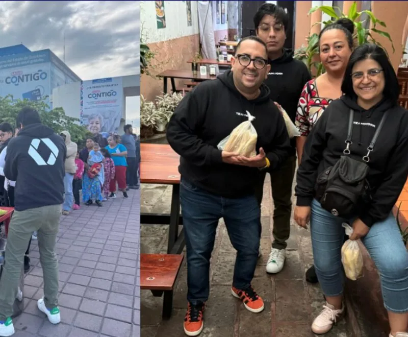El equipo de México sirviendo comida en un hospital local