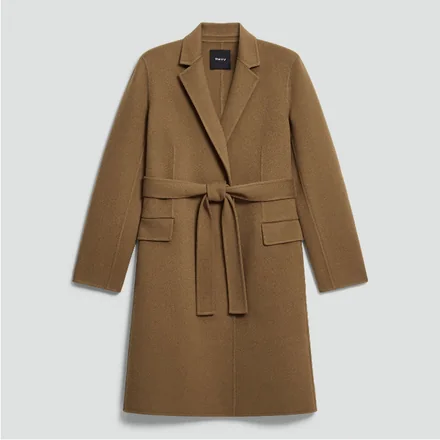 Belted coat in double-faced wool
